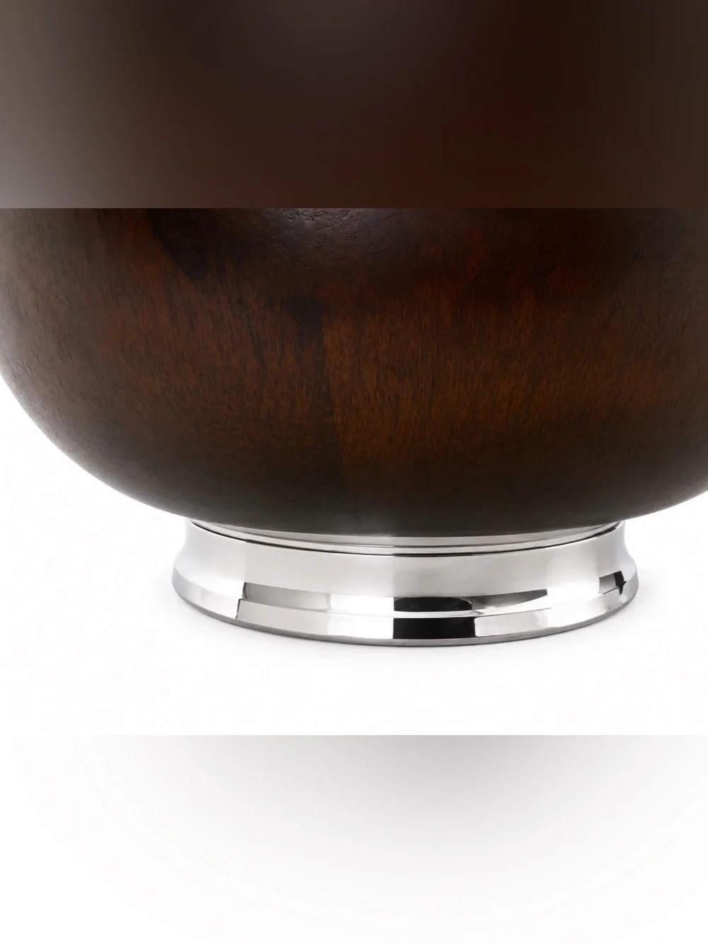 Atticus Large Wood Salad Serving Bowl Silver Chrome Pedestal Base 14”
